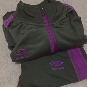 Umbro green and purple jump suit set